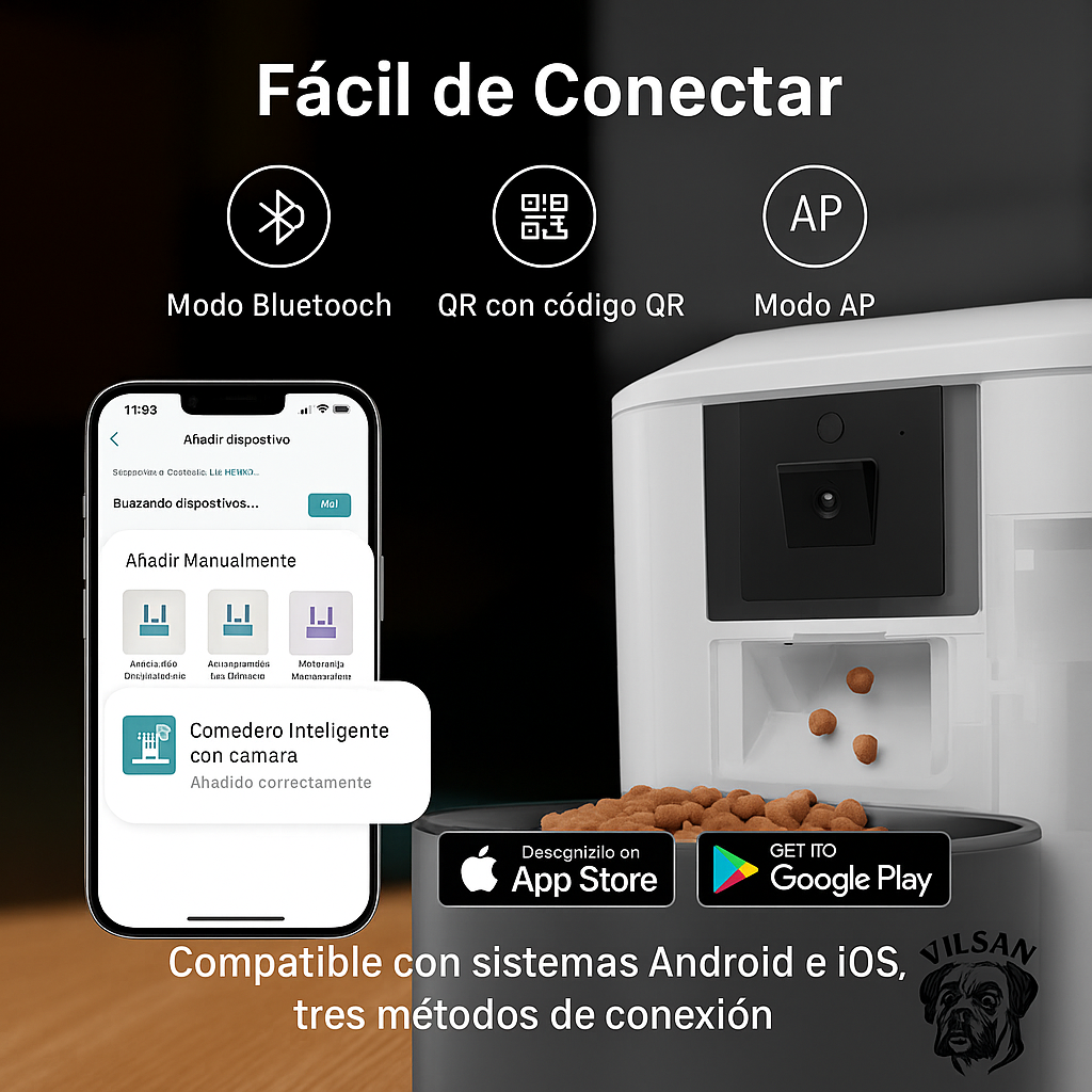 VilSan Smart Feeder 8L – Cuida de tu Mascota desde Cualquier Lugar con Cámara 1080P, WiFi 5G y App Tuya
