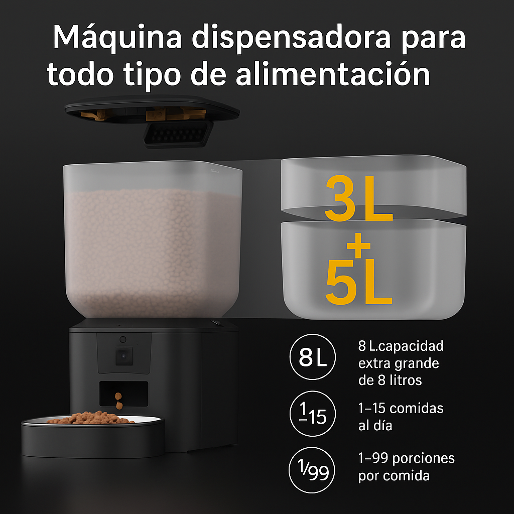 VilSan Smart Feeder 8L – Cuida de tu Mascota desde Cualquier Lugar con Cámara 1080P, WiFi 5G y App Tuya